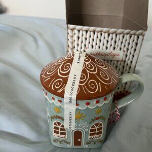 New In Box Anthropologie Ginger Stoneware Mug Green Coffee Tea